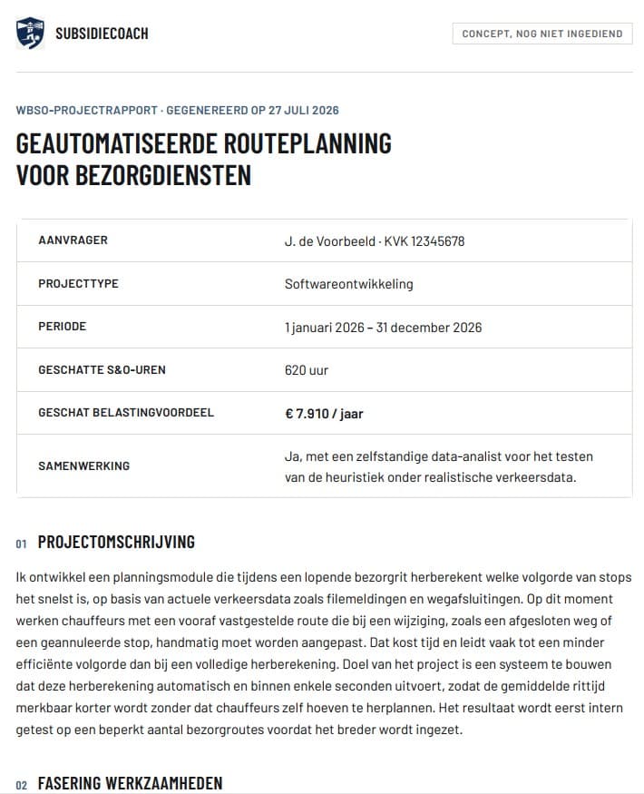Voorbeeld van een WBSO-projectrapport